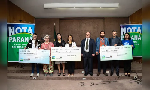 Nota Paraná premia um morador de Maringá e dois de Curitiba