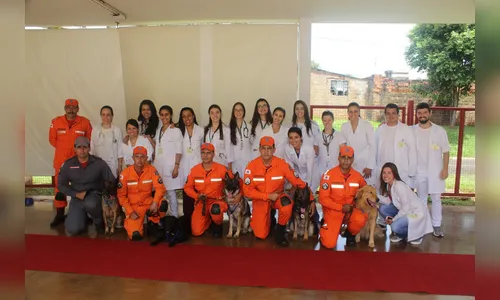 Cães são homenageados por trabalho em Brumadinho