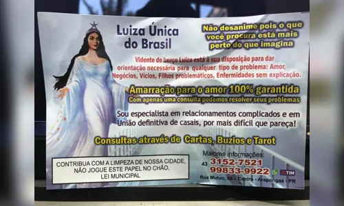 
							Rapaz cai em golpe de falsa cartomante e perde mais de R$ 2,5 mil
						
						