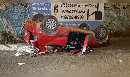 Carro despenca de viaduto e deixa motorista em estado grave