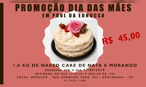 Edhucca faz promoção especial de bolo para o Dia das Mães