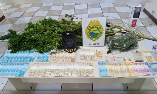 Casal de namorados é preso com pé de maconha, drogas sintéticas e R$ 5 mil em dinheiro