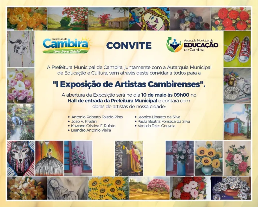 I Primeira Exposição de Artistas Cambirenses tem abertura marcada para amanhã (10) hoje