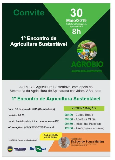 Encontro técnico discutirá práticas de agricultura sustentável