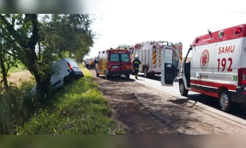 Mulher morre após bater furgão contra árvore, em Jardim Alegre