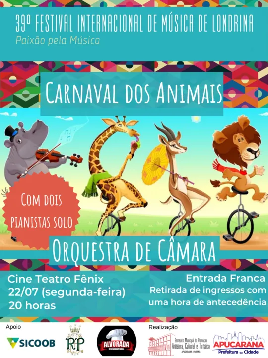 Teatro Fênix apresenta a peça musical Carnaval dos Animais