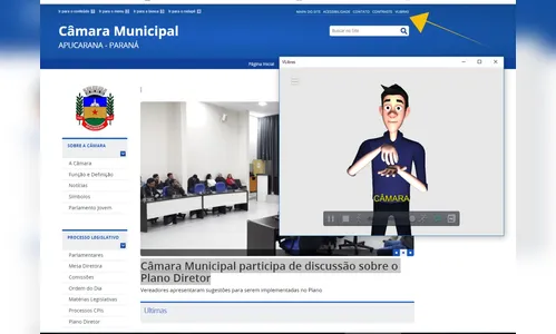 Site da Câmara de Apucarana tem o VLibras: ferramenta para tradução 