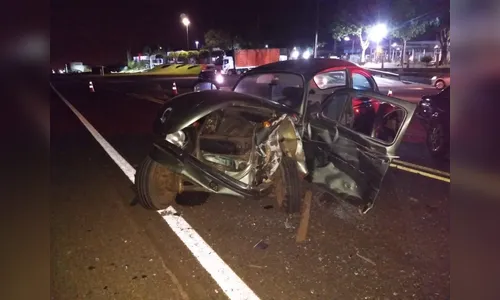 Motorista de fusca sofre ferimentos graves após acidente na BR-376