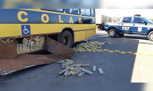 PRF apreende quase uma tonelada de maconha em ônibus escolar falso no Paraná
