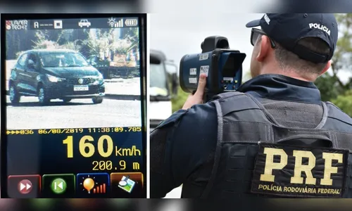 PRF flagra carro a 160 km/h em rodovia com limite de 80 km/h 