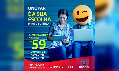 Vestibular de Inverno da Unopar Apucarana será nesta quinta e sábado