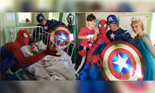 Hospital Materno Infantil do Providência recebe visita de super-heróis