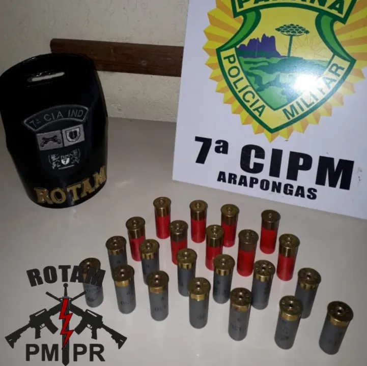 PM de Arapongas apreende munições calibre 12