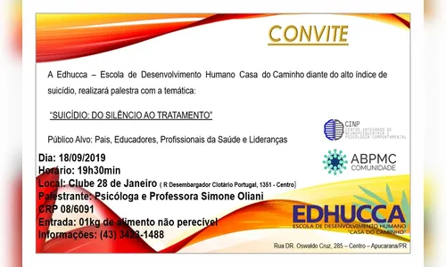 Edhucca realiza palestra sobre prevenção do suicídio