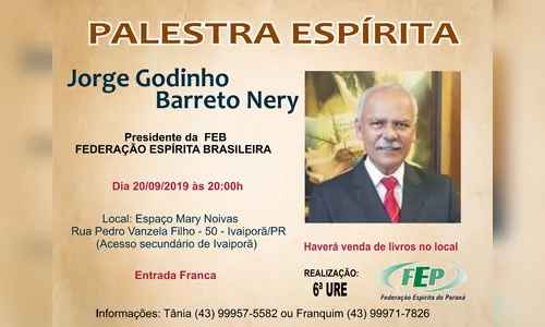 Presidente da Federação Espírita Brasileira realiza palestra em Ivaiporã