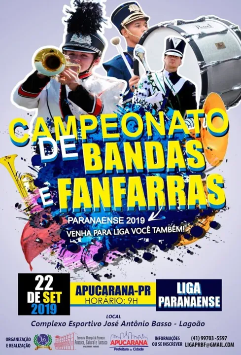 Apucarana sedia campeonato estadual  de bandas e fanfarras neste domingo