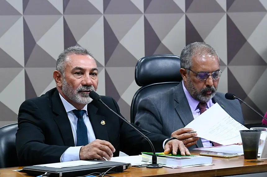 Proposta teve apoio do relator, Telmário Mota (à esq., ao lado do presidente da comissão, Paulo Paim) . (Foto: Geraldo Magela)