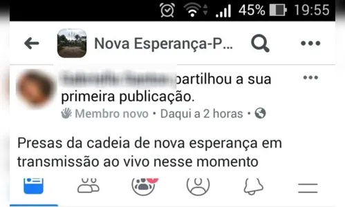 
							Presas da cadeia de Nova Esperança no PR, são suspeitas de fazer 'live' em rede social
						
						