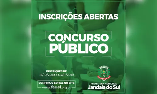 Inscrições para concurso da Prefeitura de Jandaia do Sul estão abertas