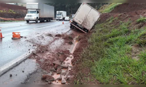 
						
							Caminhão tomba na PR 444 em Arapongas
						
						