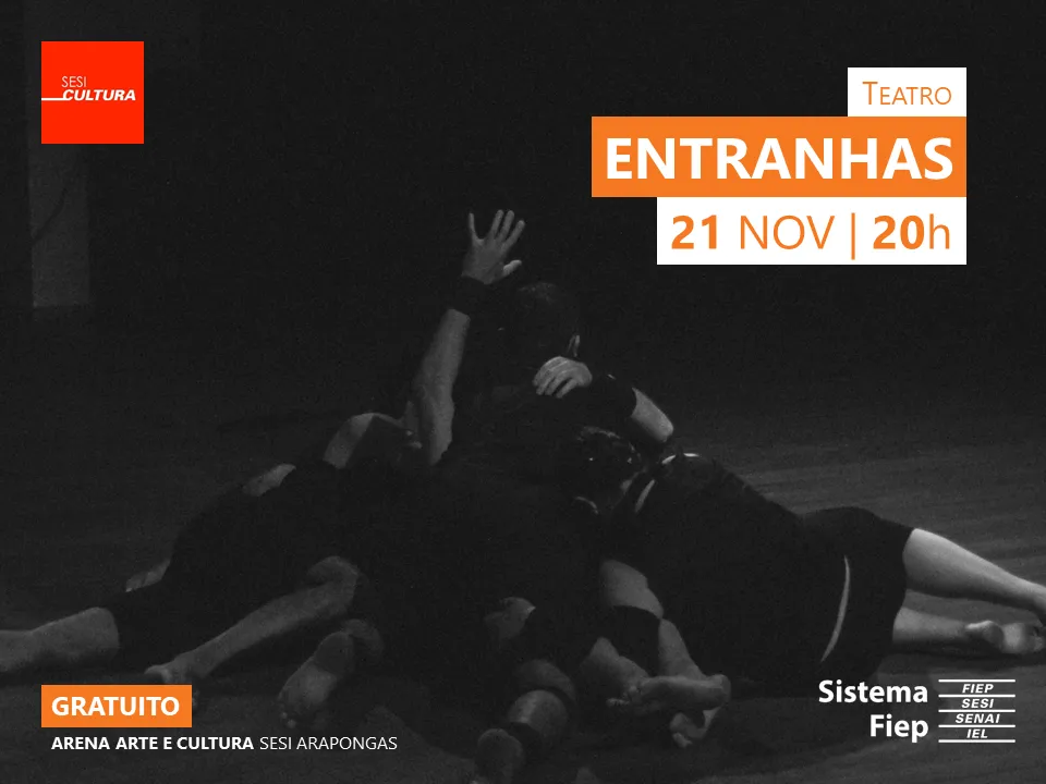 Amanhã (21), às 20 horas, a Cia Sete Cabeças, de Arapongas, apresenta a peça “Entranhas”, Arena Arte e Cultura Sesi Arapongas