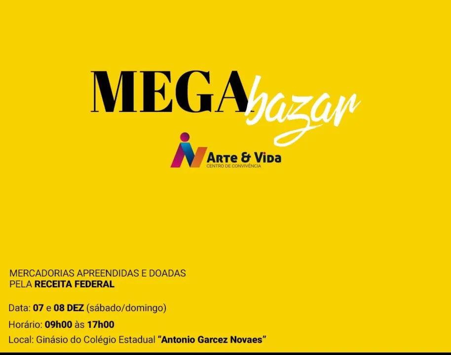 Mega Bazar acontece em dezembro (Arte)