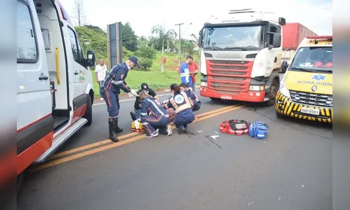 Idoso é atropelado por carreta, em Jandaia do Sul