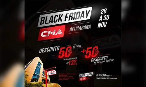 CNA anuncia Black Friday para novas matrículas; as vagas são limitadas