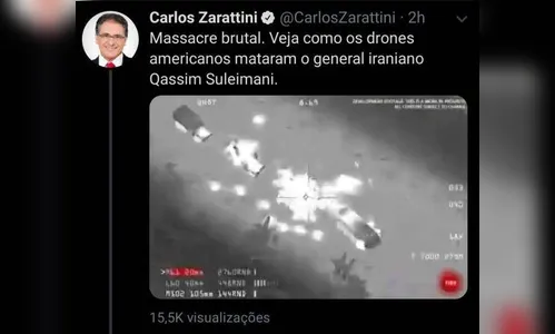Deputado do PT publica vídeo falso sobre ataque americano usando imagens de jogo