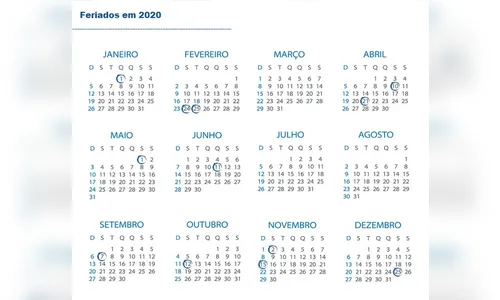 Ano novo terá 9 feriados nacionais em dias de semana