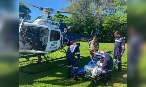 Vítima de afogamento é resgatada por helicóptero em parque aquático na região