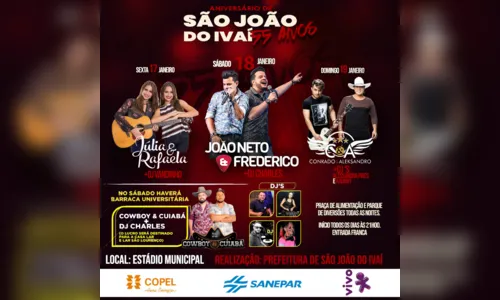 Começa hoje a festa de aniversário de São João do Ivaí