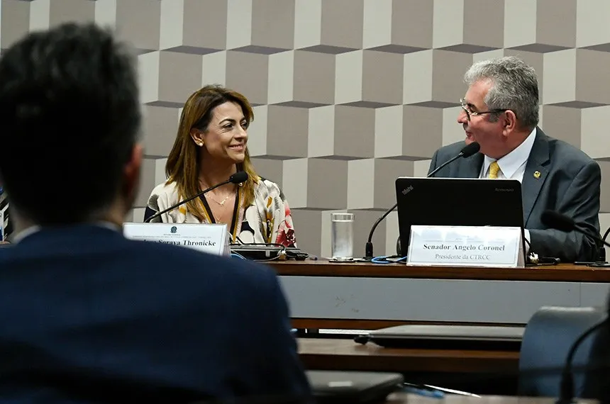 Soraya Thronicke e Angelo Coronel são relatora e presidente da Comissão Temporária para a Reforma do Código Comercial. (Foto: Geraldo Magela/Agência Senado)
