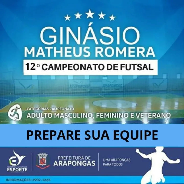 Abertas as inscrições para o 12º Campeonato Mateus Romera de Futsal