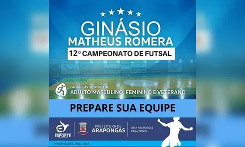 Abertas as inscrições para o 12º Campeonato Mateus Romera de Futsal
