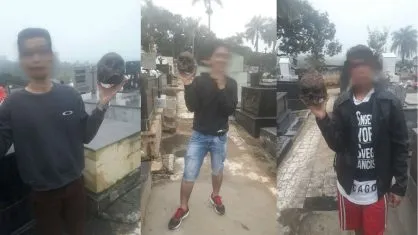 Jovens são presos por pegar crânio e tirar selfie em cemitério, em Minas Gerais
