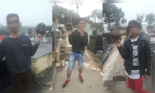 Jovens são presos por pegar crânio e tirar selfie em cemitério, em Minas Gerais