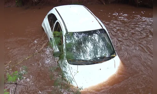 Carro cai em rio e deixa casal e criança feridos, em Floresta