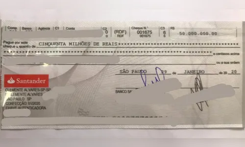 Homem é preso após tentar sacar cheque de R$ 50 milhões em banco de Curitiba