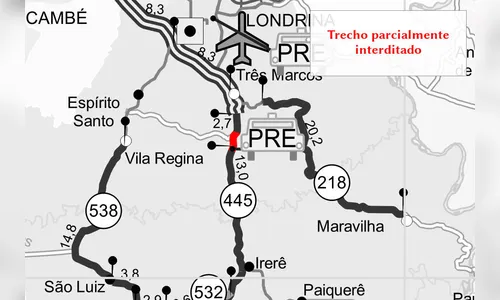 PR-445 terá interdição parcial até este sábado (15)