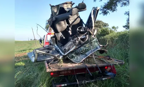 Veículo fica destruído após colisão com árvore em Jardim Alegre