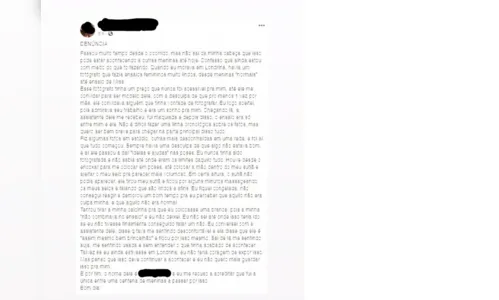 
							Mulher denuncia fotógrafo por assédio sexual em Londrina
						
						