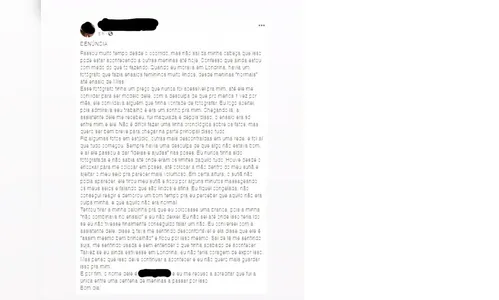 Mulher denuncia fotógrafo por assédio sexual em Londrina