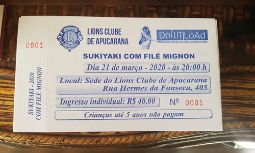 Lions e DownLoad promovem sukiyaki com filé mignon beneficente em Apucarana  