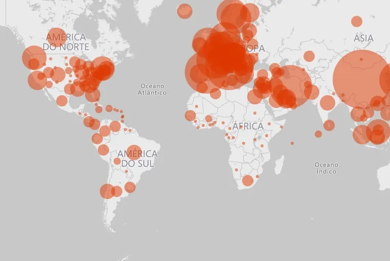 Mapa mostra casos de coronavírus no mundo em tempo real; veja
