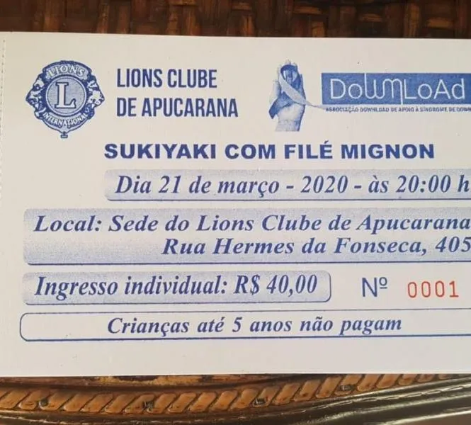 Lions e DownLoad, de Apucarana, cancelam sukiyaki beneficente 