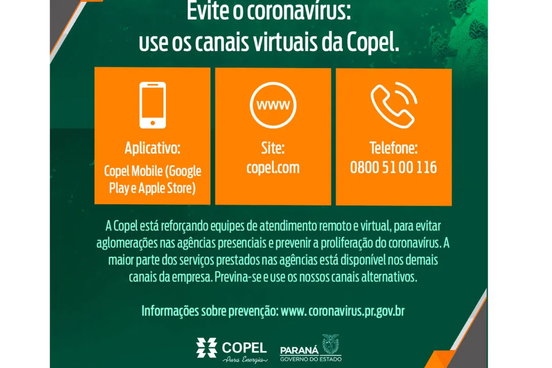 Copel adota medidas para evitar propagação do coronavírus