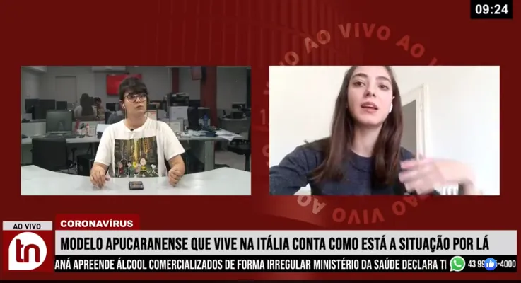 Modelo apucaranense que vive na Itália conta como é estar em isolamento; assista