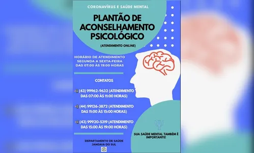 Jandaia do Sul contará com plantão de atendimento psicológico