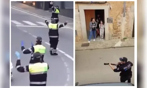 Coronavírus: policiais cantam e dançam para entreter população